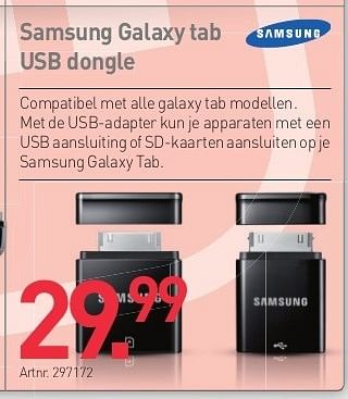 Promotions Samsung galaxy tab usb dongle - Samsung - Valide de 26/06/2013 à 20/07/2013 chez Auva
