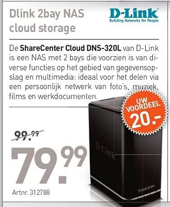 Promoties Dlink 2bay nas cloud storage - D-Link - Geldig van 26/06/2013 tot 20/07/2013 bij Auva