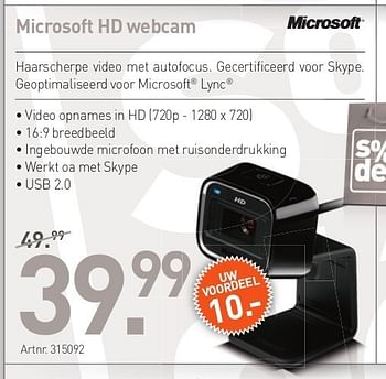 Promoties Microsoft hd webcam - Microsoft - Geldig van 26/06/2013 tot 20/07/2013 bij Auva