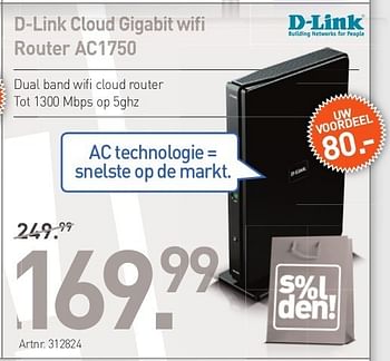 Promoties D-link cloud gigabit wifi router ac1750 - D-Link - Geldig van 26/06/2013 tot 20/07/2013 bij Auva