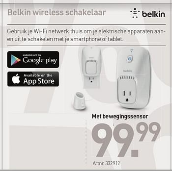 Promoties Belkin wireless schakelaar - BELKIN - Geldig van 26/06/2013 tot 20/07/2013 bij Auva