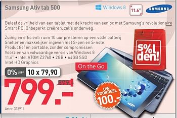 Promoties Samsung ativ tab 500 - Samsung - Geldig van 26/06/2013 tot 20/07/2013 bij Auva