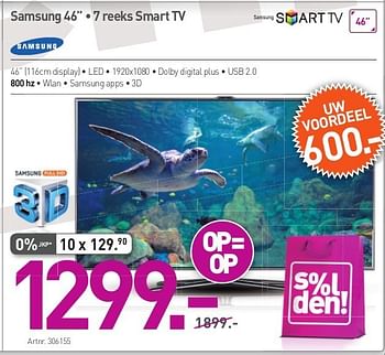 Promoties Samsung 46 7 reeks smart tv - Samsung - Geldig van 26/06/2013 tot 20/07/2013 bij Auva