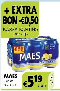 Promoties Maes radler - Maes - Geldig van 28/06/2013 tot 11/07/2013 bij BelBev