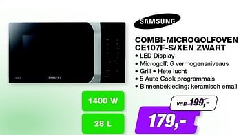 Promoties Samsung combi-microgolfoven ce107f-s-xen zwart - Samsung - Geldig van 01/07/2013 tot 31/07/2013 bij ElectronicPartner