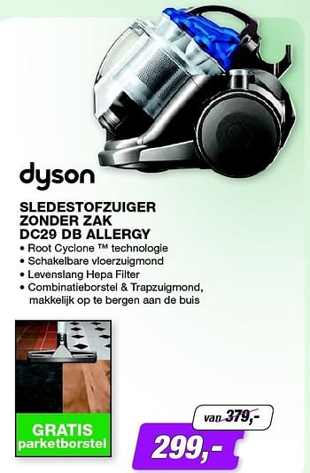 Promoties Dyson sledestofzuiger zonder zak dc29 db allergy - Dyson - Geldig van 01/07/2013 tot 31/07/2013 bij ElectronicPartner