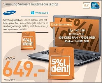 Promoties Samsung series 3 multimedia laptop - Samsung - Geldig van 01/07/2013 tot 20/07/2013 bij PC Center