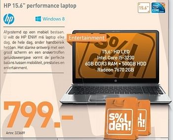 Promoties Hp 15.6 performance laptop - HP - Geldig van 01/07/2013 tot 20/07/2013 bij PC Center