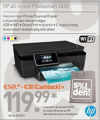 Promoties Hp all-in one photosmart 6520 - HP - Geldig van 01/07/2013 tot 20/07/2013 bij PC Center