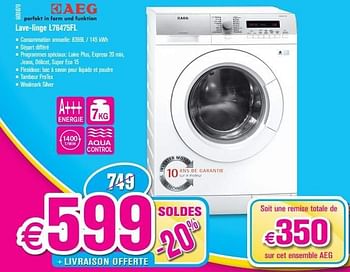 Promotions Aeg lave-linge l76475fl - AEG - Valide de 01/07/2013 à 31/07/2013 chez Krefel