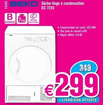 Promotions Beko sèche-linge à condensation dc 7230 - Beko - Valide de 01/07/2013 à 31/07/2013 chez Krefel