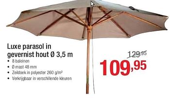 Promotions Luxe parasol in gevernist hout - Produit maison - Group Meno  - Valide de 01/07/2013 à 27/07/2013 chez Group Meno