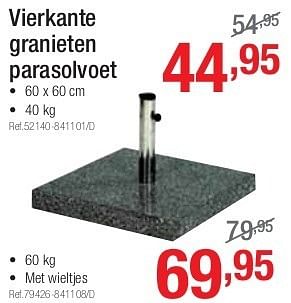 Promoties Vierkante granieten parasolvoet - Huismerk - Group Meno  - Geldig van 01/07/2013 tot 27/07/2013 bij Group Meno