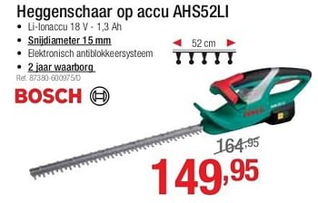 Promoties Heggenschaar op accu ahs52li - Bosch - Geldig van 01/07/2013 tot 27/07/2013 bij Group Meno
