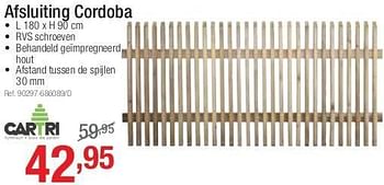 Promoties Afsluiting cordoba - Cartri - Geldig van 01/07/2013 tot 27/07/2013 bij Group Meno