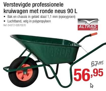 Promoties Verstevigde professionele kruiwagen met ronde neus - Altrad - Geldig van 01/07/2013 tot 27/07/2013 bij Group Meno