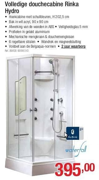 Promoties Volledige douchecabine rinka hydro - Van Marcke - Geldig van 01/07/2013 tot 27/07/2013 bij Group Meno