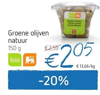 Promoties Groene olijven natuur - Huismerk - Delhaize - Geldig van 04/07/2013 tot 10/07/2013 bij Delhaize