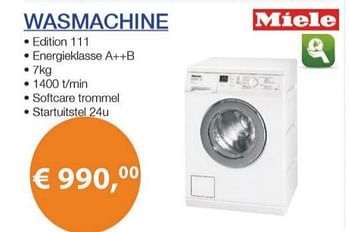 Promoties Miele wasmachine - Miele - Geldig van 05/07/2013 tot 30/11/2013 bij Energy Markt