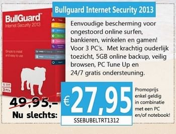 Promoties Bullguard internet securtity 2013 - Bullguard - Geldig van 09/07/2013 tot 19/08/2013 bij Compudeals