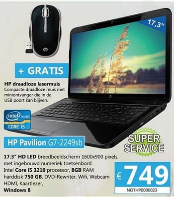 Promoties Hp pavilion g7-2249sb - HP - Geldig van 09/07/2013 tot 19/08/2013 bij Compudeals