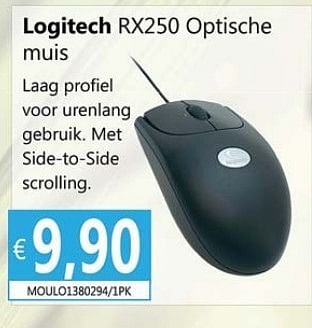 Promoties Logitech rx250 optische muis - Logitech - Geldig van 09/07/2013 tot 19/08/2013 bij Compudeals