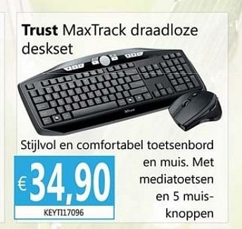 Promoties Trust maxtrack draadloze deskset - Trust - Geldig van 09/07/2013 tot 19/08/2013 bij Compudeals