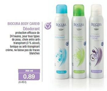 Promotions Biocura body care® déodorant - Biocura - Valide de 24/07/2013 à 30/07/2013 chez Aldi