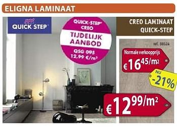 Promoties Creo laminaat - QuickStep - Geldig van 05/08/2013 tot 31/08/2013 bij Bouwcenter Frans Vlaeminck