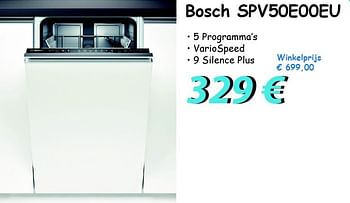 Promoties Bosch spv50e00eu - Bosch - Geldig van 09/08/2013 tot 31/08/2013 bij Elektro Koning