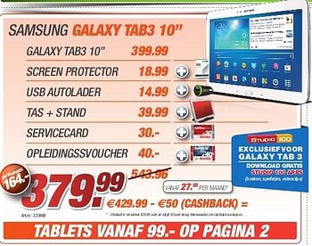 Promoties Samsung galaxy tab3 10 - Samsung - Geldig van 26/08/2013 tot 31/10/2013 bij Auva