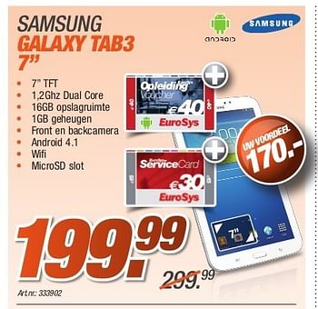 Promoties Samsung galaxy tab3 7 - Samsung - Geldig van 26/08/2013 tot 31/10/2013 bij Auva