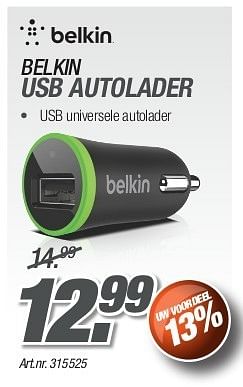 Promotions Belkin usb autolader - BELKIN - Valide de 26/08/2013 à 31/10/2013 chez Auva