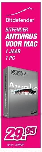 Promotions Bitfender antivirus voor mac - Bitdefender - Valide de 26/08/2013 à 31/10/2013 chez Auva