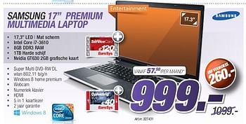 Promoties Samsung 17 premium multimedia laptop - Samsung - Geldig van 26/08/2013 tot 31/10/2013 bij Auva