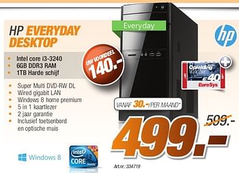 Promoties Hp everyday desktop - HP - Geldig van 26/08/2013 tot 31/10/2013 bij Auva