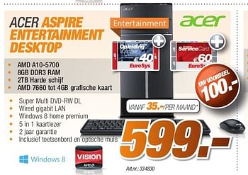 Promoties Acer aspire entertainment desktop - Acer - Geldig van 26/08/2013 tot 31/10/2013 bij Auva