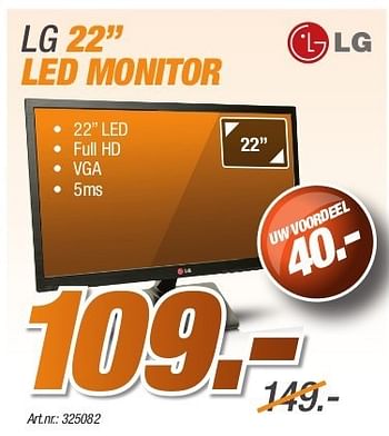 Promotions Lg 22 led monitor - LG - Valide de 26/08/2013 à 31/10/2013 chez Auva