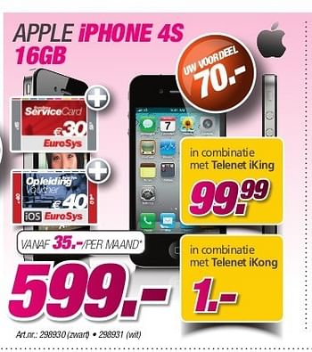 Promoties Apple iphone 4s 16gb - Apple - Geldig van 26/08/2013 tot 31/10/2013 bij Auva
