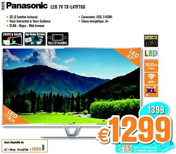 Promotions Panasonic led tv tx-l47ft60 - Panasonic - Valide de 26/08/2013 à 22/09/2013 chez Krefel