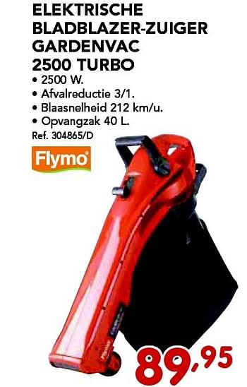 Promoties Flymo elektrische bladblazer-zuiger gardenvac 2500 turbo - Flymo - Geldig van 26/08/2013 tot 21/09/2013 bij Group Meno
