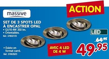 Promotions Set de 3 spots led à encastrer opal - Massive - Valide de 26/08/2013 à 21/09/2013 chez Group Meno