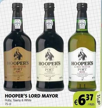 Promoties Hooper`s lord mayor - Hooper's lord mayor - Geldig van 30/08/2013 tot 12/09/2013 bij BelBev