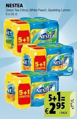 Promoties Nestea green tea citrus, white peach, sparkling lemon - Nestea - Geldig van 30/08/2013 tot 12/09/2013 bij BelBev