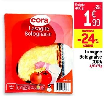 Promoties Lasagne bolognaise cora - Cora - Geldig van 04/09/2013 tot 10/09/2013 bij Match Food & More
