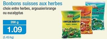 Promotions Bonbons suisses aux herbes - Produit maison - Aldi - Valide de 07/09/2013 à 10/09/2013 chez Aldi