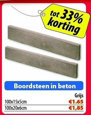 Promoties Boordsteen in beton - Huismerk - Bouwcenter Frans Vlaeminck - Geldig van 09/09/2013 tot 30/09/2013 bij Bouwcenter Frans Vlaeminck