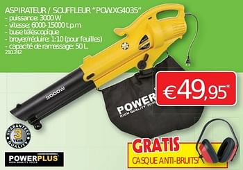 Promotions Powerplus aspirateur - souffleur pow.xg4035 - Powerplus - Valide de 11/09/2013 à 22/09/2013 chez Hubo