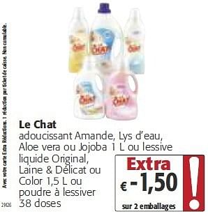 Promotion Colruyt Le Chat Adoucissant Amande Lys D Eau Aloe Vera Ou Jojoba Ou Lessive Liquide Original Le Chat Menage Valide Jusqua 4 Promobutler