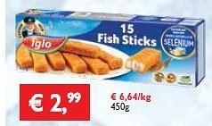 Promoties Fish sticks - Iglo - Geldig van 12/09/2013 tot 24/09/2013 bij Prima